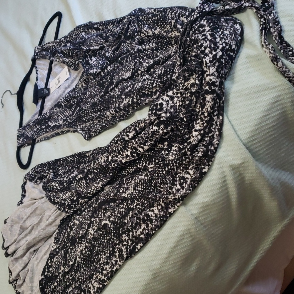 Lane Bryant maxi dress. Tie/sash at waist, and wrap type bottom of the dress